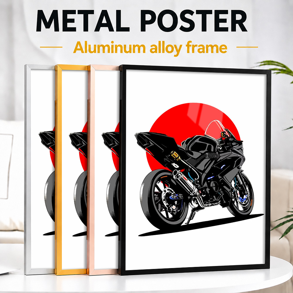 Riding Gear - Black Sport Motorcycle Red Sun Framed
