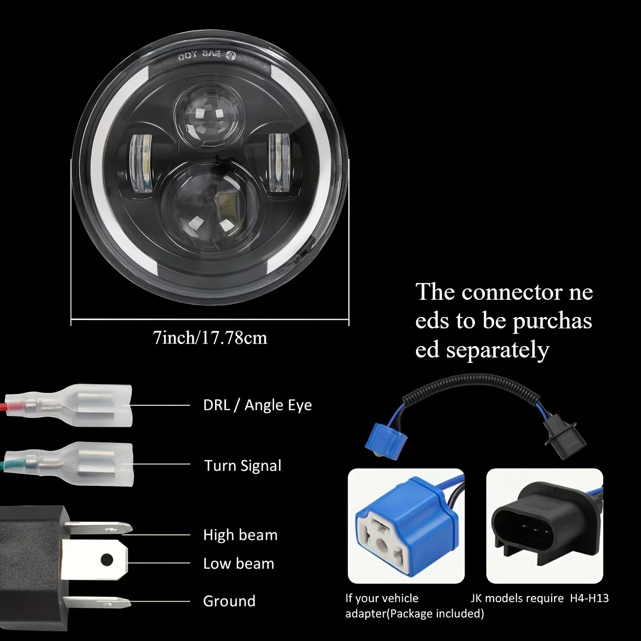 TCYATO 50W 7-Inch 17.78 cm LED - Universal Motorcycle Led Headlight Projector 评论和价格